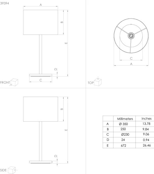 Eglo 39394 - Lampă de masă SAGANTO 1 1xE27/60W/230V