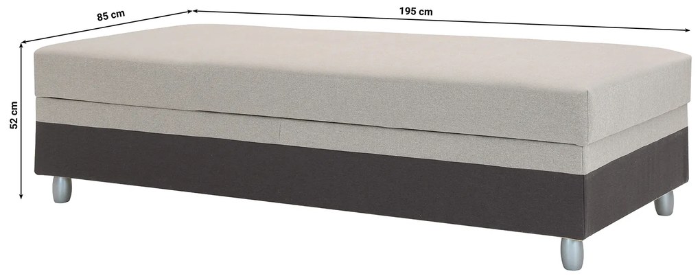 Pat de o persoană 85 cm Sodak (Gri închis + Maro gri) (cu sp. depozitare). 1100768
