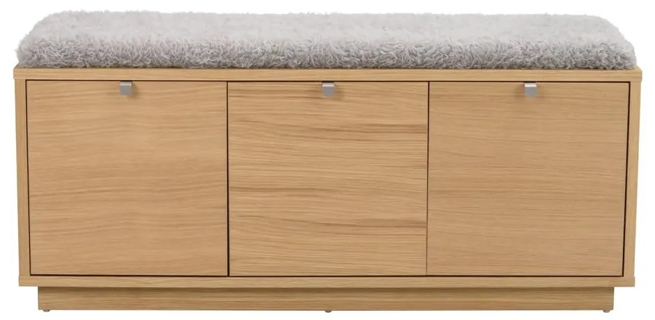 Pantofar gri/în culoare naturală cu bancă cu aspect de lemn de stejar Confetti – Rowico