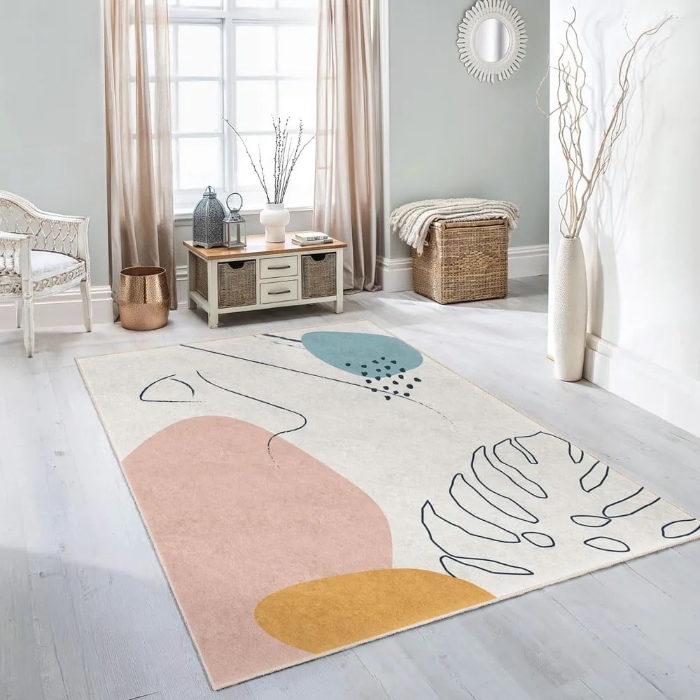 Covor crem lavabil 80x150 cm Abstract Shapes – Mila Home