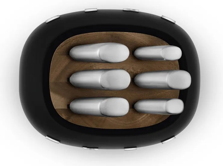 Set de cuțite cu suport SMEG KBSF02BL, 7 piese, Manere din lemn de salcam, Otel inoxidabil german, Negru