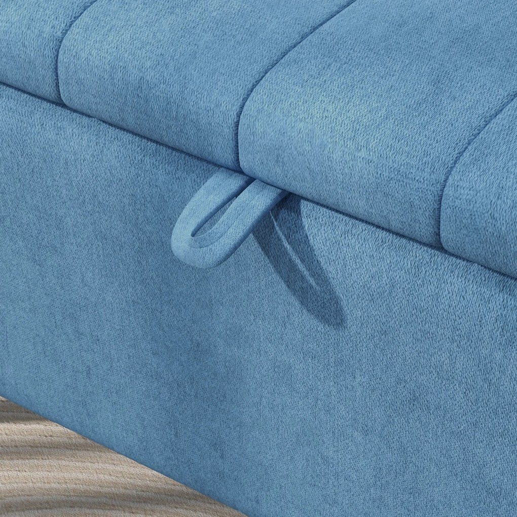 HOMCOM Bancă de depozitare 40", tapițată din material textil cu picioare din oțel pentru Living sau Dormitor, Albastru Închis | Aosom Romania