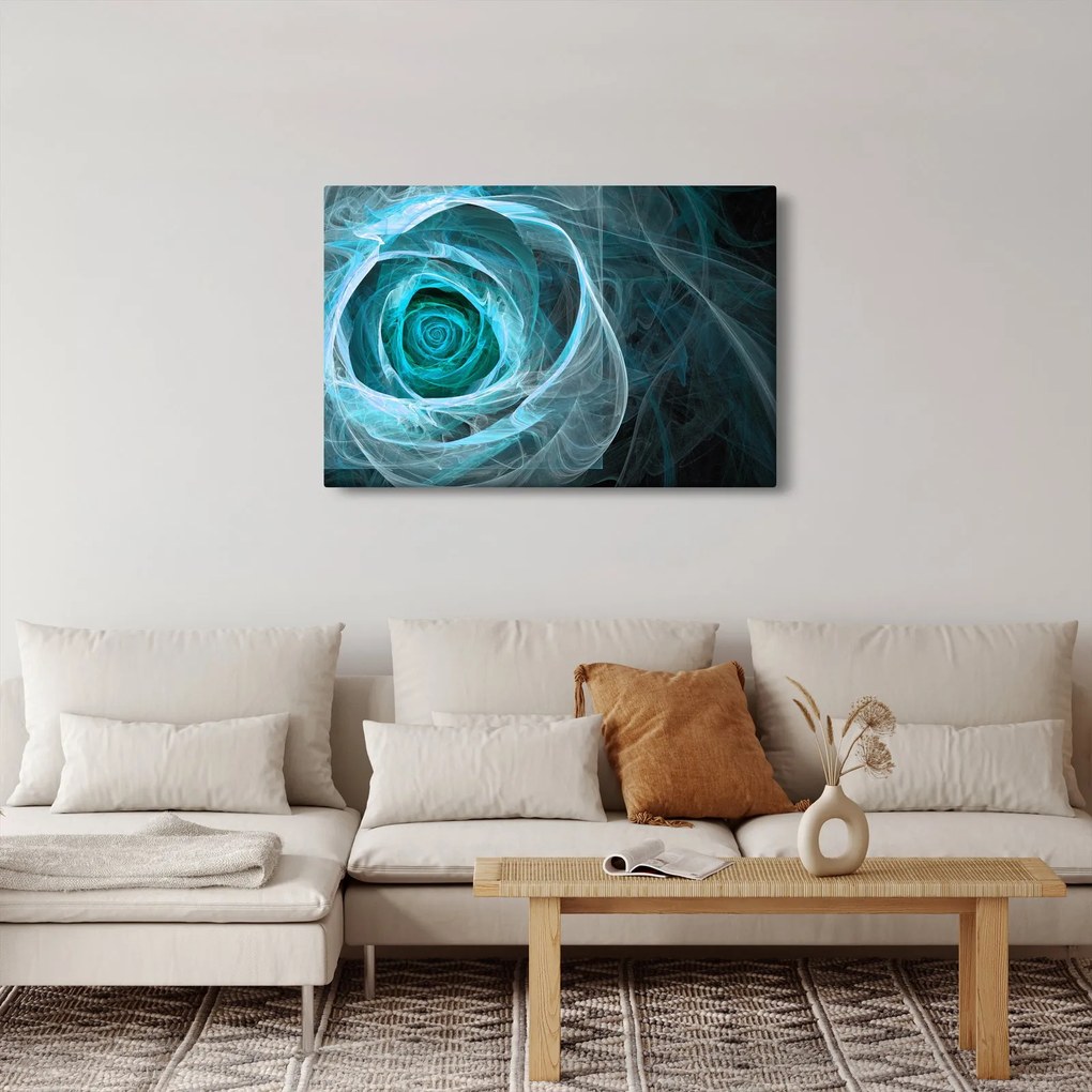 Tablou - Abstract trandafir albastru cu fundal negru (90x60 cm)