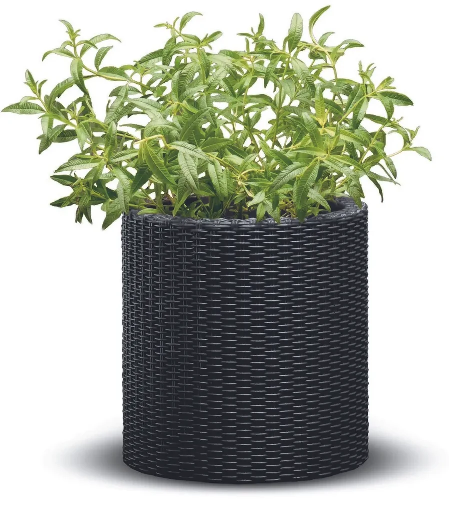 Jardinieră din plastic Keter Ratan, antracit, 28 x28 x 28,3 cm