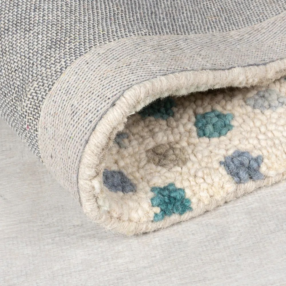 Covor albastru-bej țesut manual din lână 120x170 cm Eloise Patchwork – Flair Rugs