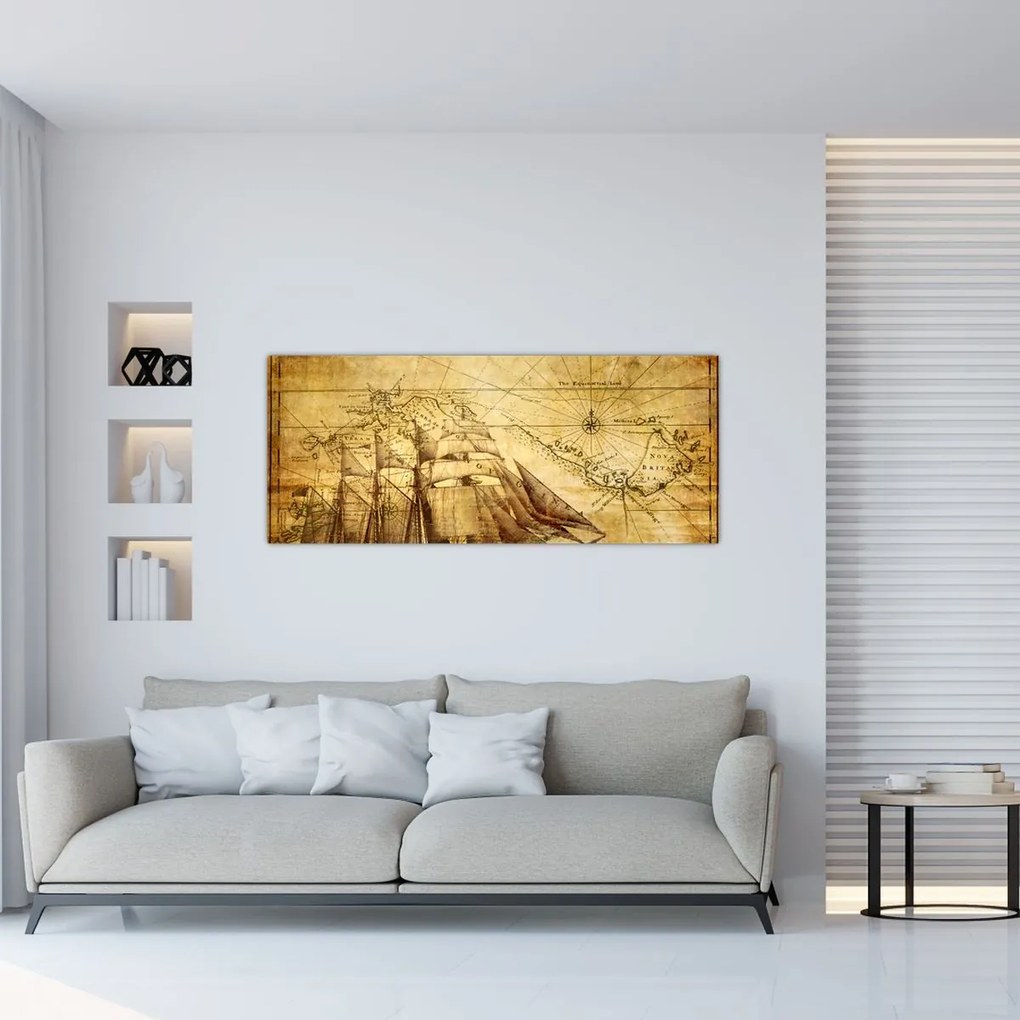 Tablou - Harta veche (120x50 cm)