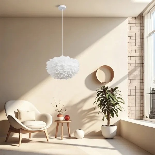 BRILAGI - Lustră suspendată pe cablu FEATHER 3xE27/40W/230V Ø 50 cm albă