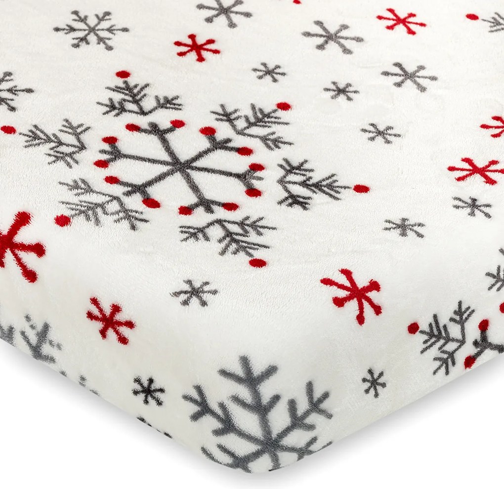 Cearșaf de pat de Crăciun 4Home Snowflakes, microflanelă, 180 x 200 cm