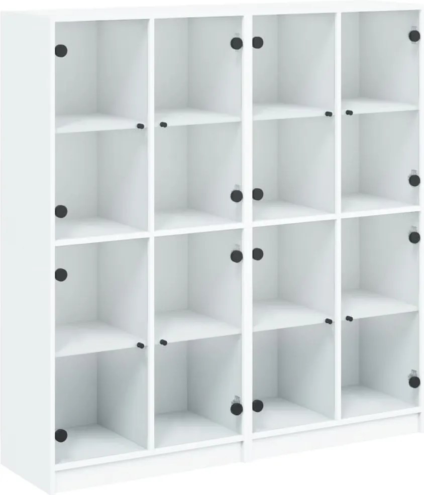 vidaXL Bibliotecă cu uși, alb, 136x37x142 cm, lemn prelucrat