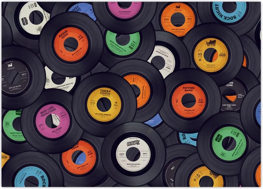 Tablou - plăci de gramofon (70x50 cm)