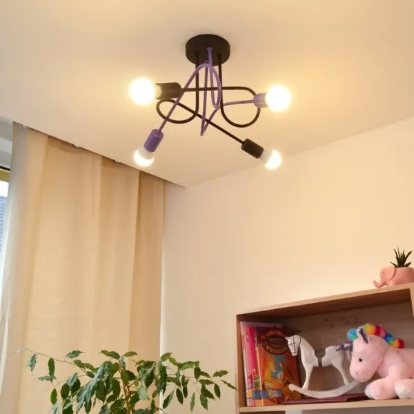 Lustră aplicată OXFORD 4xE27/15W/230V negru/mov