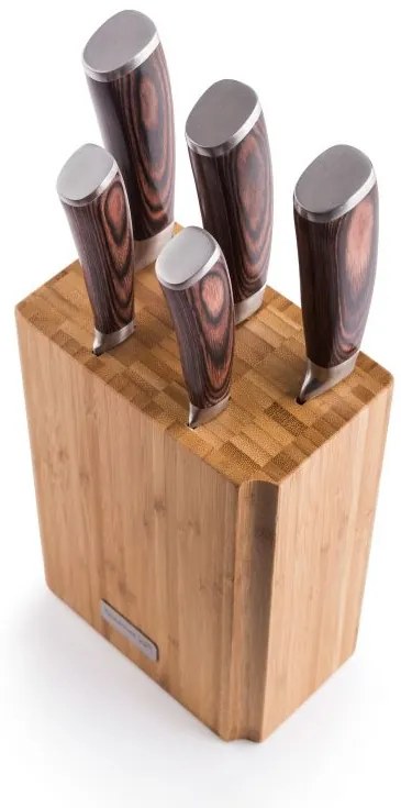 Set de cuțite Gourmet Nature G21, 5 bucăți, suport de bambus