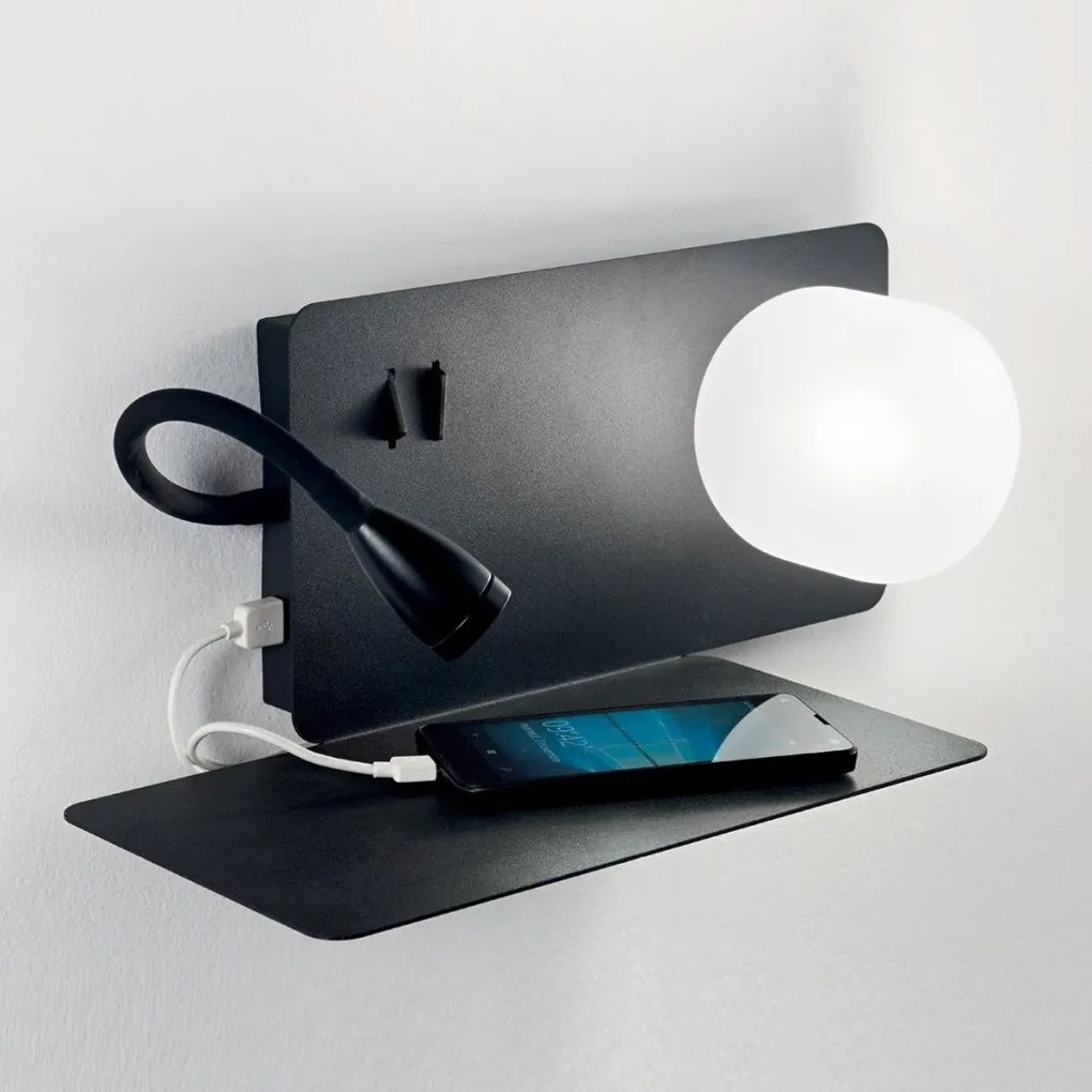 Aplica LED moderna cu reader LED cu port USB BOOK-1 AP2 174808