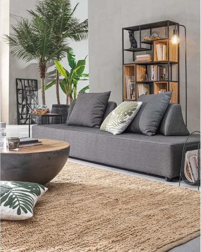 Măsuță de cafea gri/în culoare naturală rotundă din metal ø 90 cm Lancaster – Bizzotto