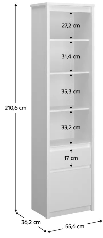 Etajera deschisa 1D1S, alba, ERODIN