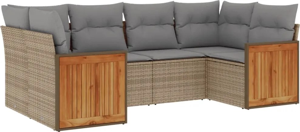 vidaXL Set canapele de grădină cu perne, 6 piese, bej, poliratan