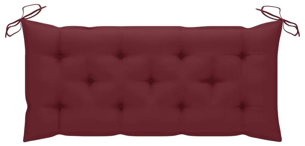 Bancheta regala de gradina cu perna, 135 cm, lemn masiv acacia 1, brown and wine red, 2