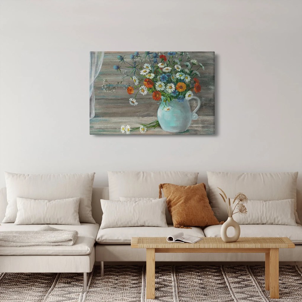 Tablou - Pictură în ulei, flori de câmp (90x60 cm)