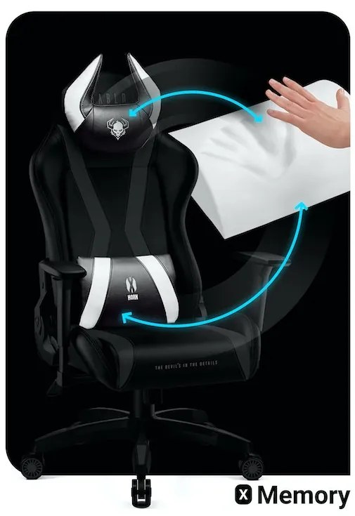 Scaun gaming Diablo X-Horn 2.0 Normal Size: Negru-alb Diablochairs