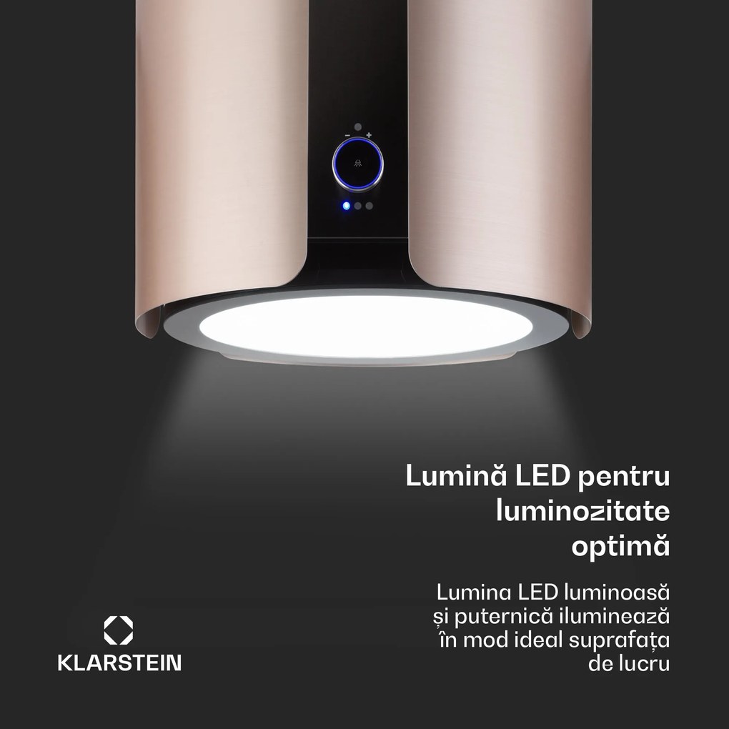 Klarstein Skyfall, hota insula, Ø 45 cm, recirculare, 413 m³ / h, LED, auriu