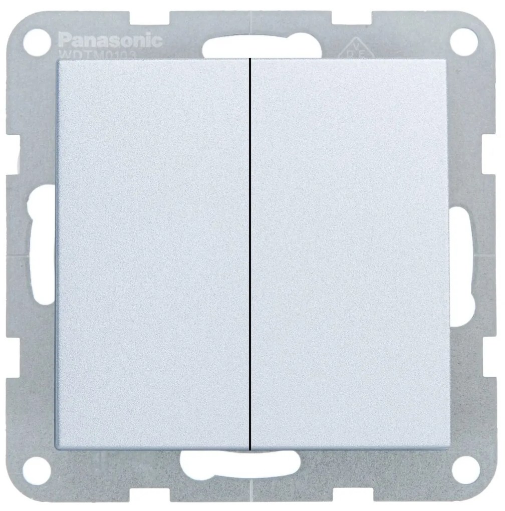 Intrerupator dublu 10A, IP20, Argintiu, Panasonic Karre Plus 55