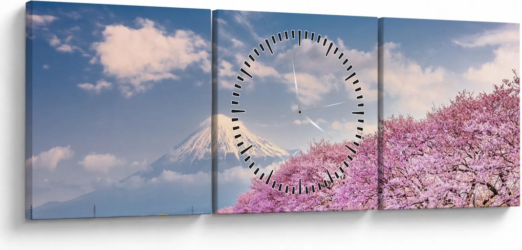 Tablou - Peisaj de primăvară japonez (cu ceas) (90x30 cm)