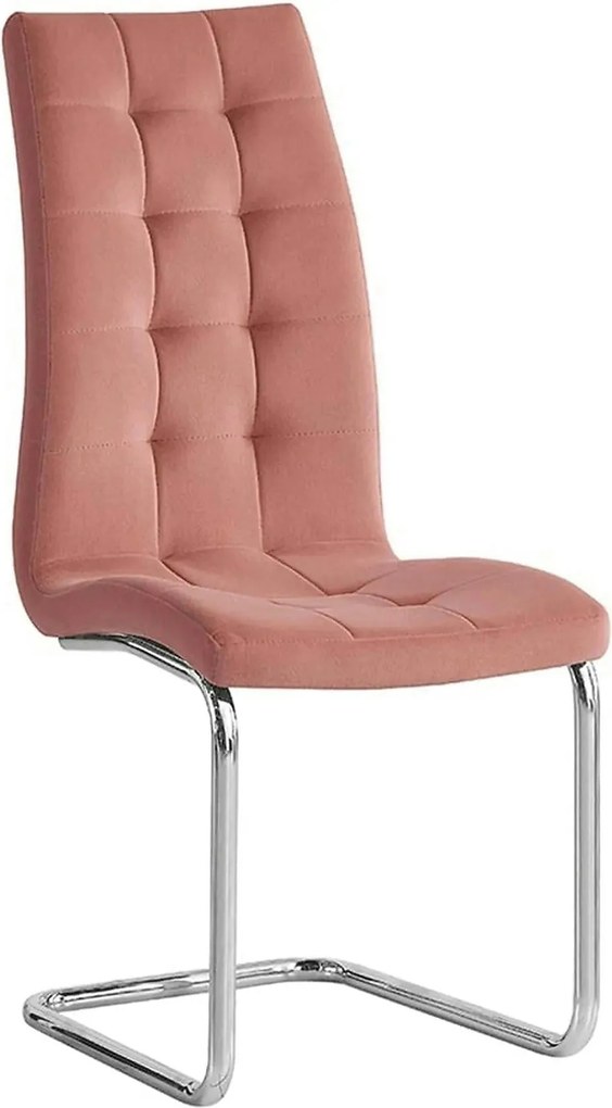 Scaun bucatarie SALOMA NEW, stofa catifelata roz, 42x56,5x105 cm