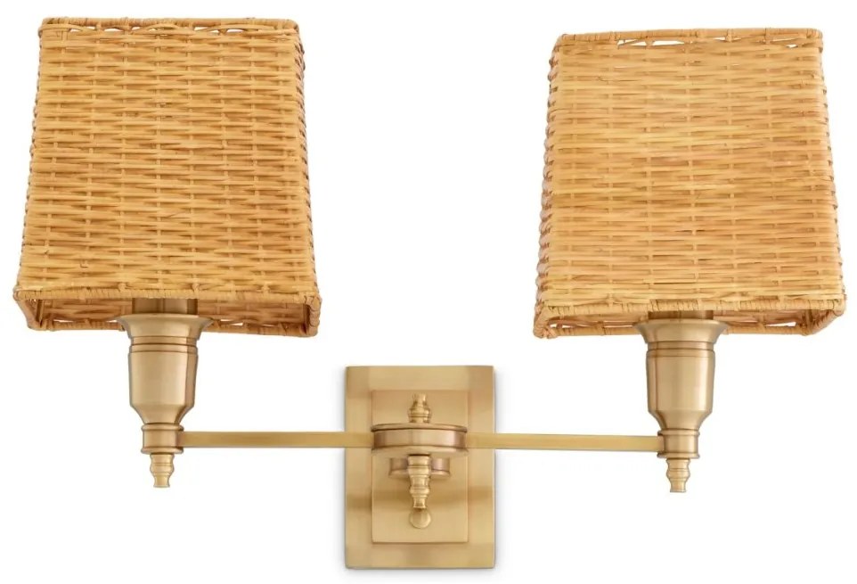 Aplica de perete LUX cu abajur din ratan Lexington alama antic