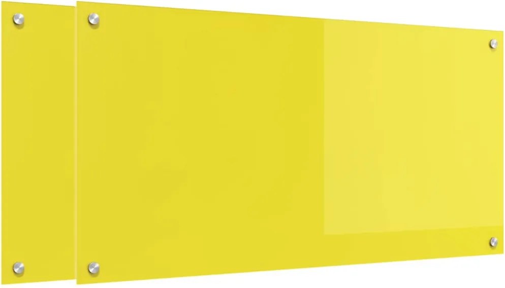 vidaXL Panou de bucătărie 2 pcs Galben 100 x 50 cm sticlă securizată