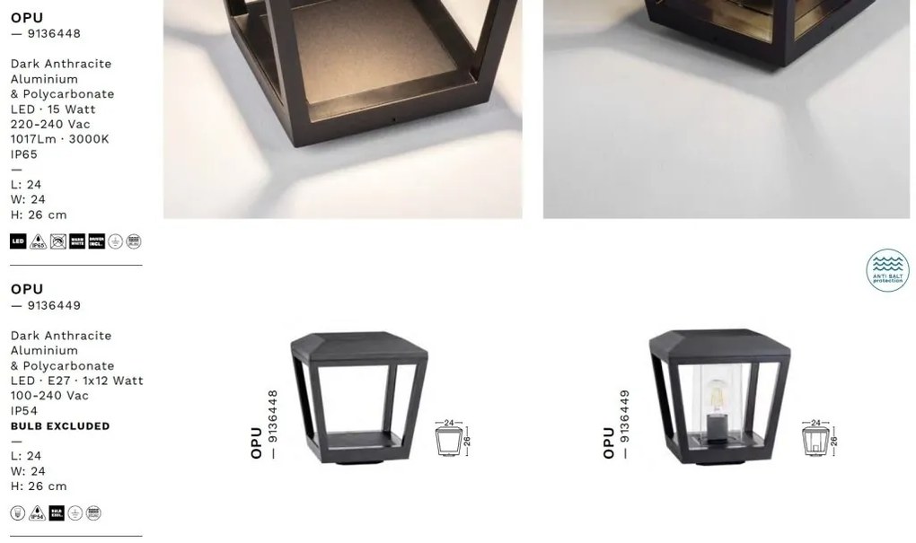 Mini Stalp LED iluminat exterior ambiental IP65 OPU H-26cm
