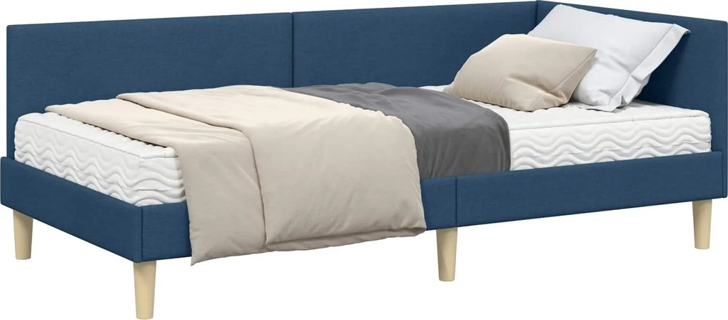 vidaXL Cadru de pat colțar cu saltea Altele 2 pcs albastru țesătură