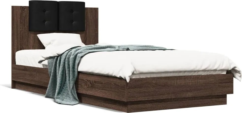 vidaXL Cadru de pat cu tăblie stejar maro 100x200 cm lemn prelucrat