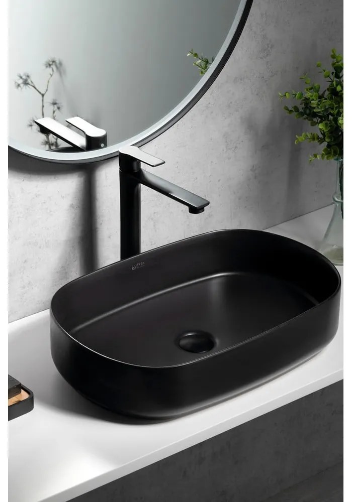 Baterie negru-mat pentru chiuvetă înaltă Pax – Sapho