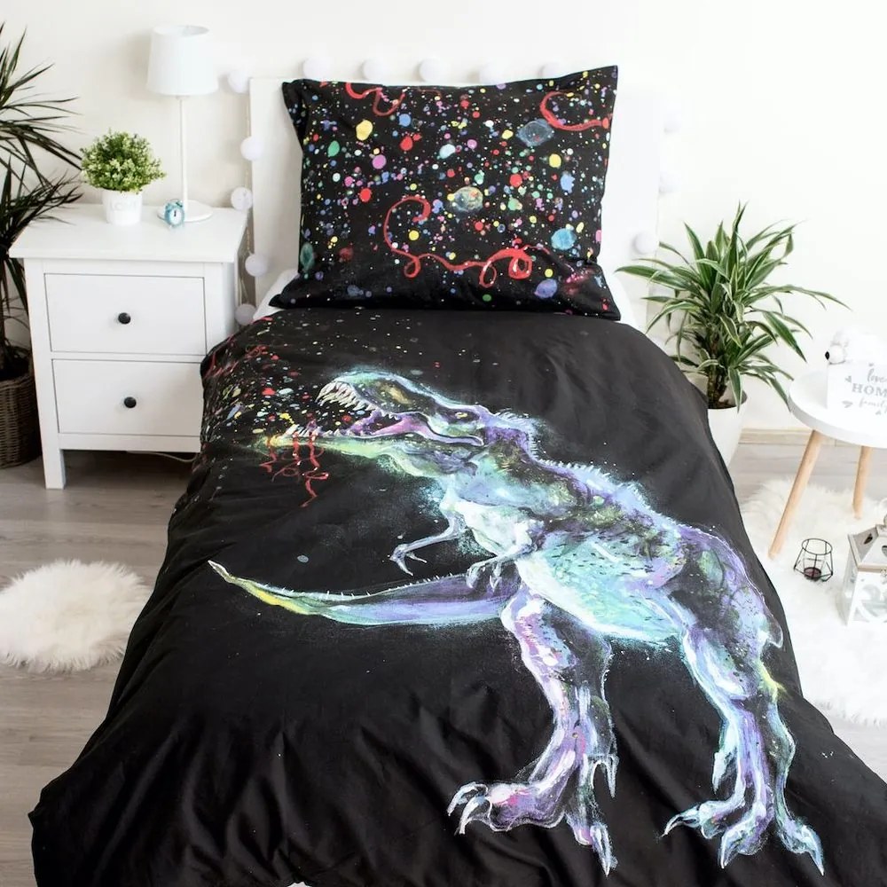 Lenjerie de pat cu dinozauri