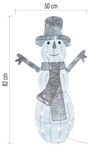 Decorațiune LED de Crăciun de exterior 80xLED/3,6W/230V IP44 82 cm om de zăpadă