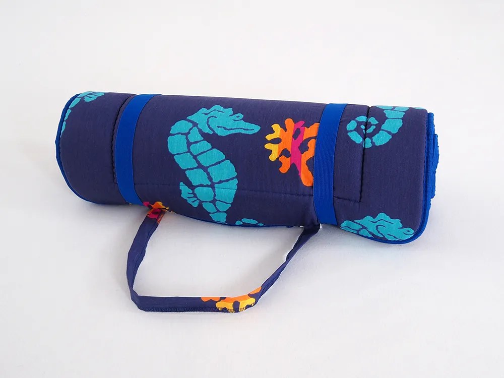 Sezlong de plaja rulat CALUT DE MARE 148x52 cm, albastru