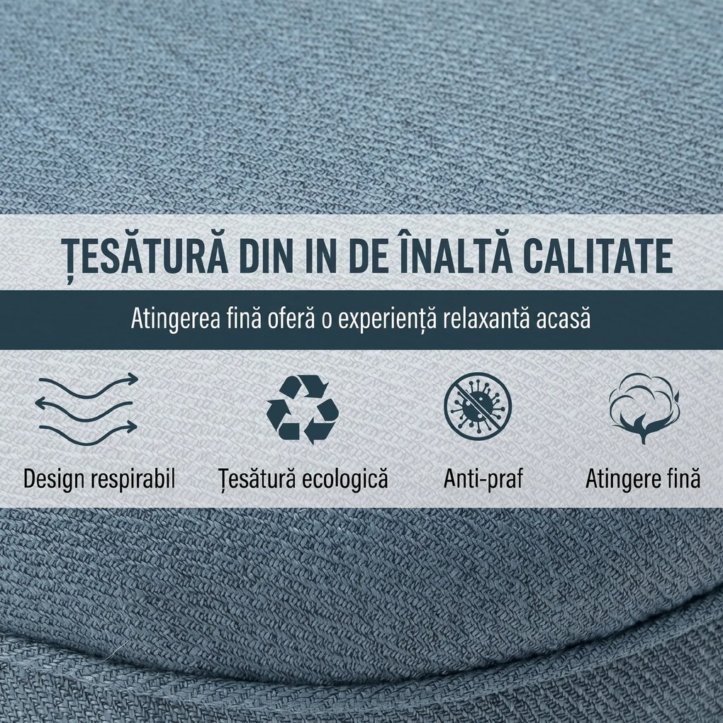 HOMCOM Fotoliu Tapițat cu Pernă și Picioare Antiderapante, Fotoliu din Material Textil, 52,5x69x77 cm, Albastru | Aosom Romania