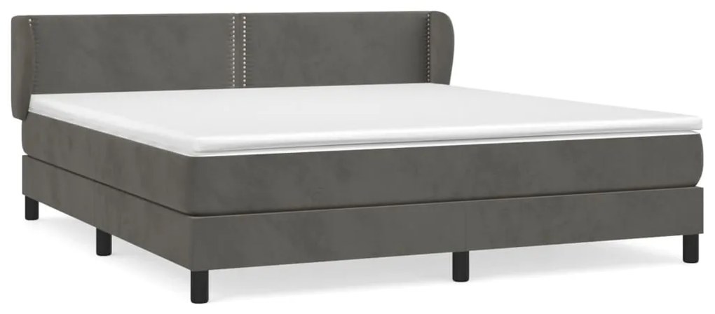 3127446 vidaXL Pat box spring cu saltea, gri închis, 180x200 cm, catifea