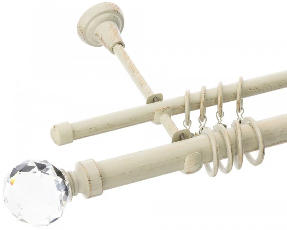 Galerie dubla Kula Crystal alb antichizat 25mm/16mm (Alege marime: 120 cm)