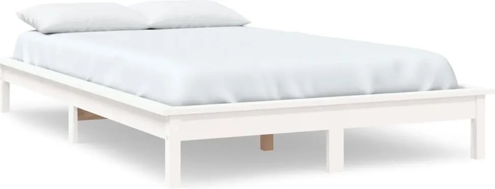 vidaXL Cadru de pat, alb, 140x200 cm, lemn masiv de pin