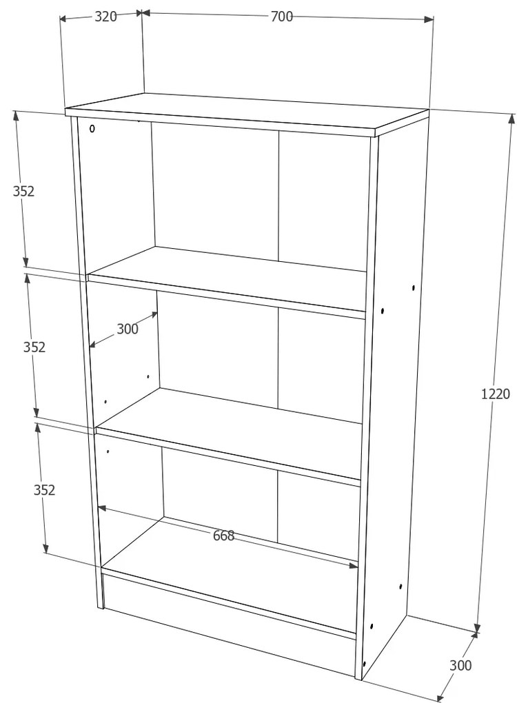 Biblioteca Flint, 2 Usi, Alba, 70 x 32 x 122 cm