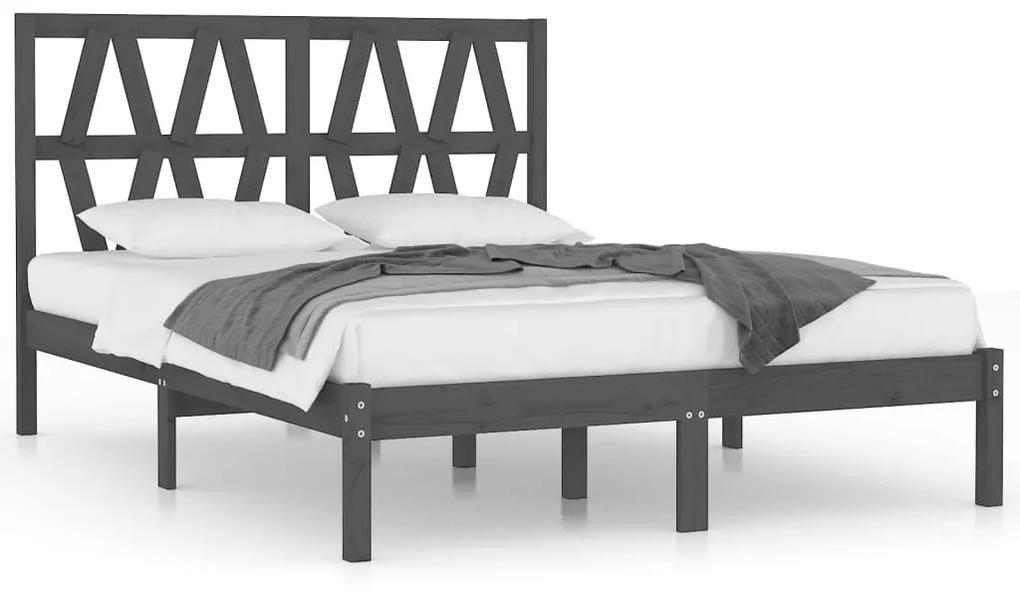 3103980 vidaXL Cadru de pat, gri, 140x190 cm, lemn masiv de pin