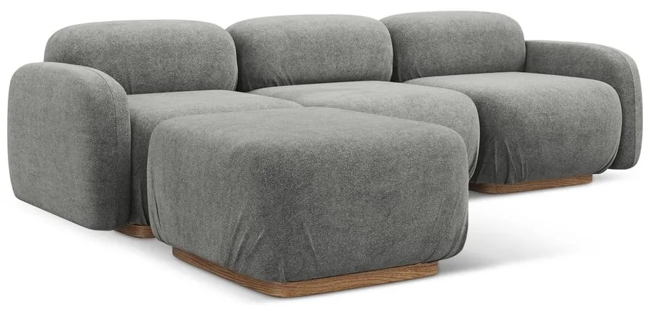 Colțar modular gri cu tapițerie din țesătură bouclé Ailani – Makamii