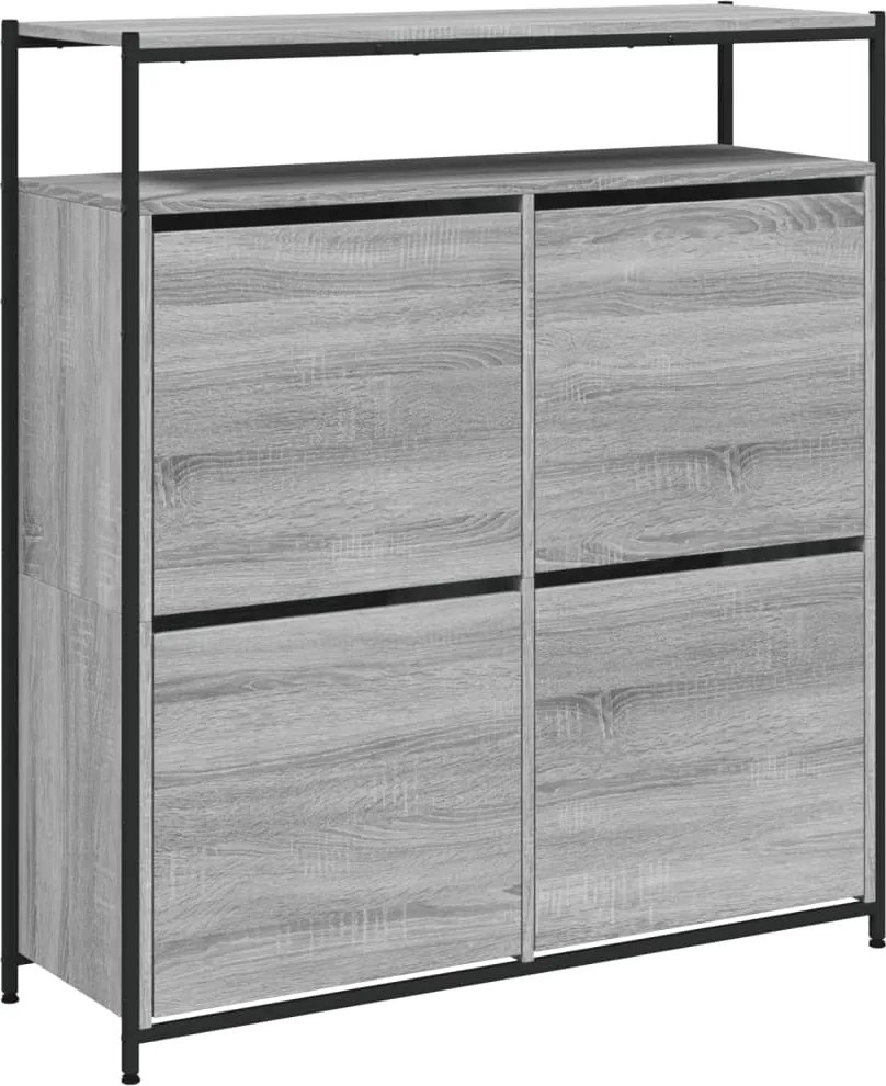 vidaXL Pantofar cu 4 sertare rabatabile, gri sonoma, 100x34x112 cm