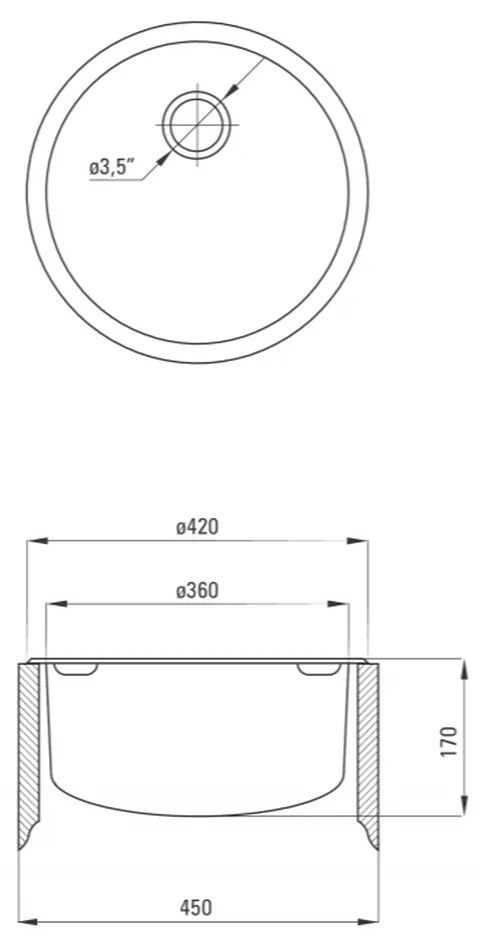 Chiuveta bucatarie inox rotunda crom leinen Deante Twist LEINEN