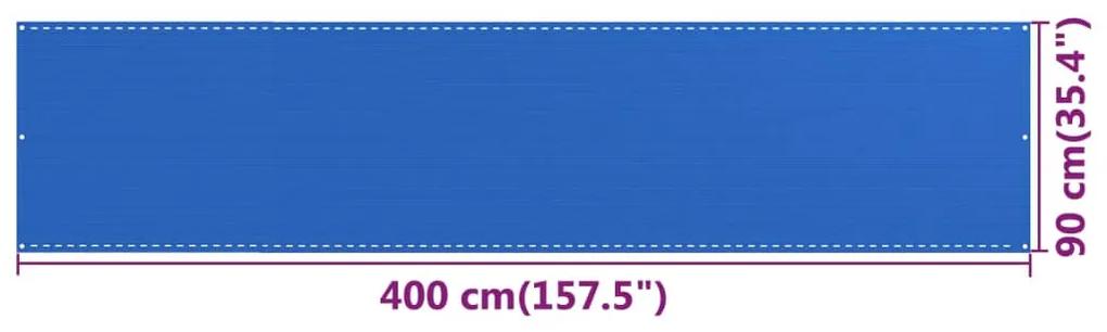 Paravan de balcon, albastru, 90x400 cm, HDPE Albastru, 90 x 400 cm