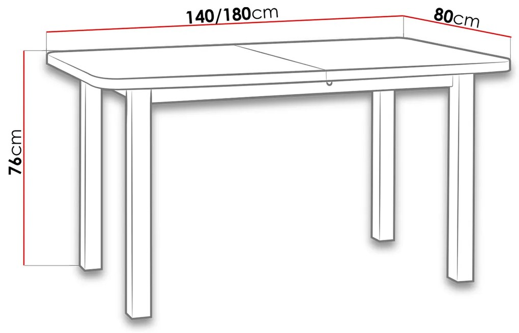 Masă sufragerie extensibilă Legano 80 x 140 180 II L (Stejar sonoma) (pentru 4-8 persoane). 1105388