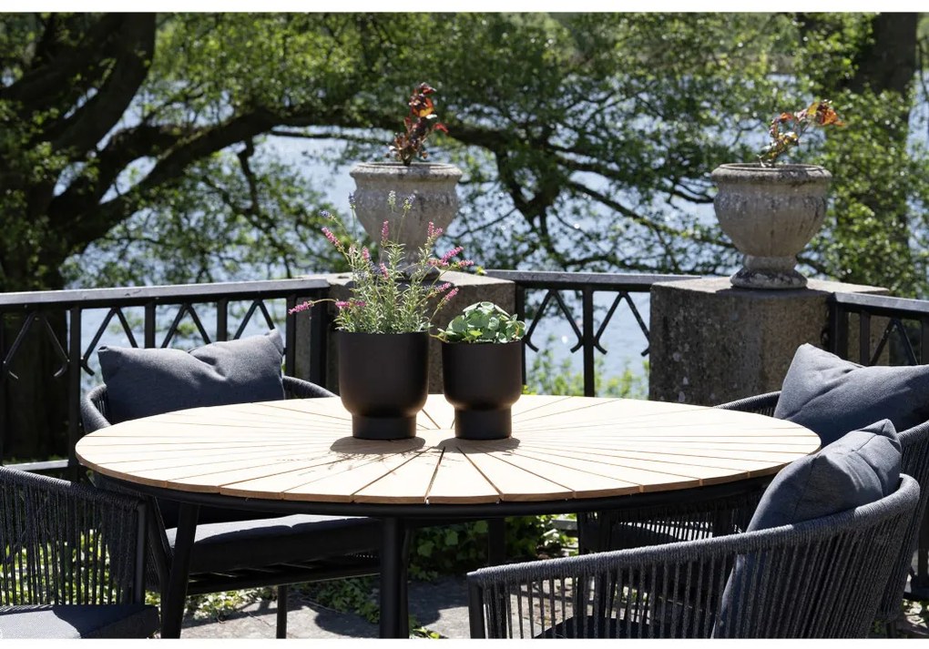 Fulda Ghivece de flori, metal, negru, 2pcs