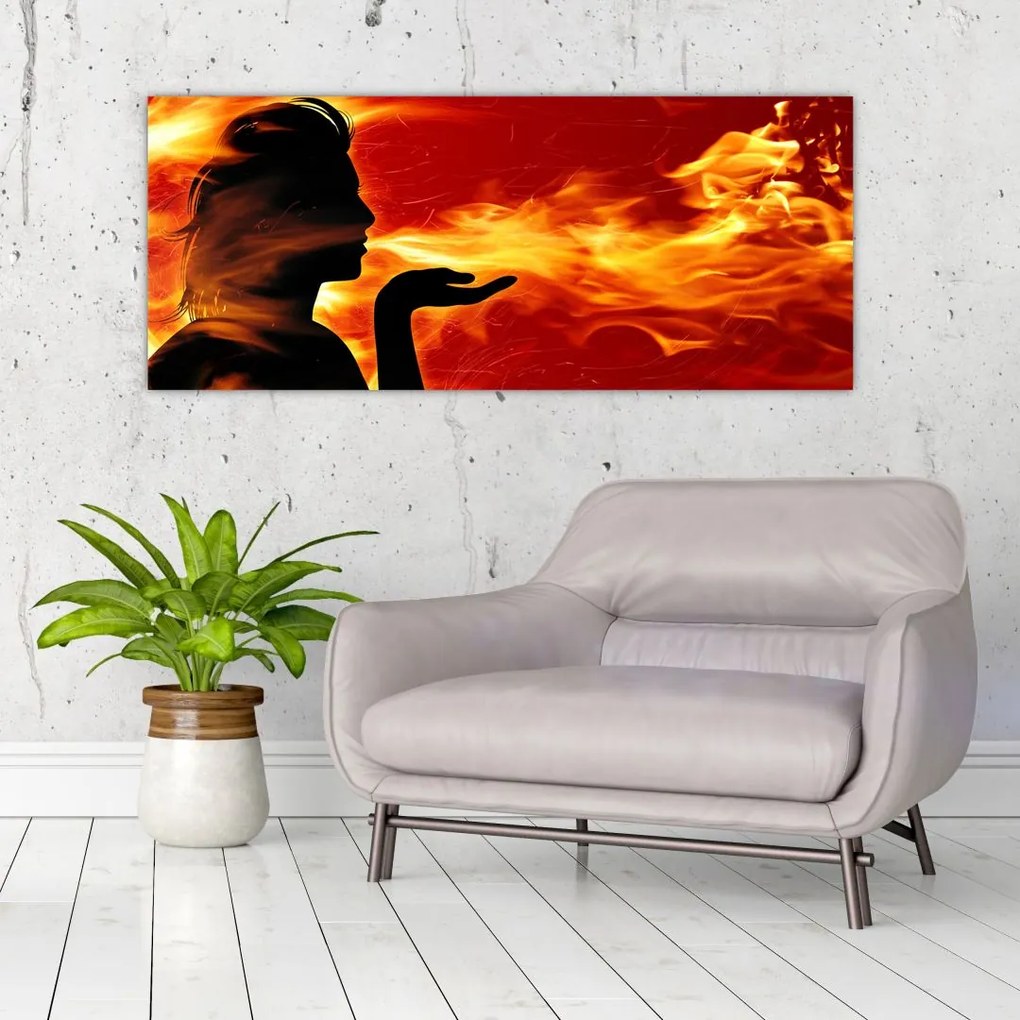 Tablou femeii în foc (120x50 cm)