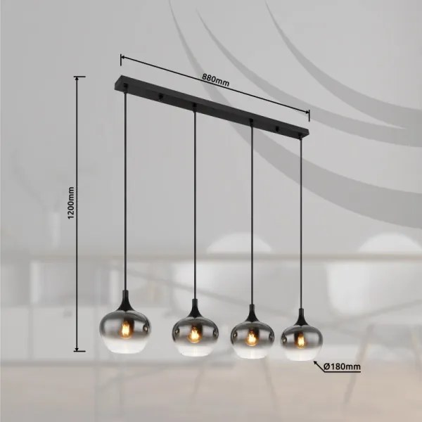 Globo 15548-4H - Lustră suspendată pe cablu MAXY 4xE27/40W/230V, neagră